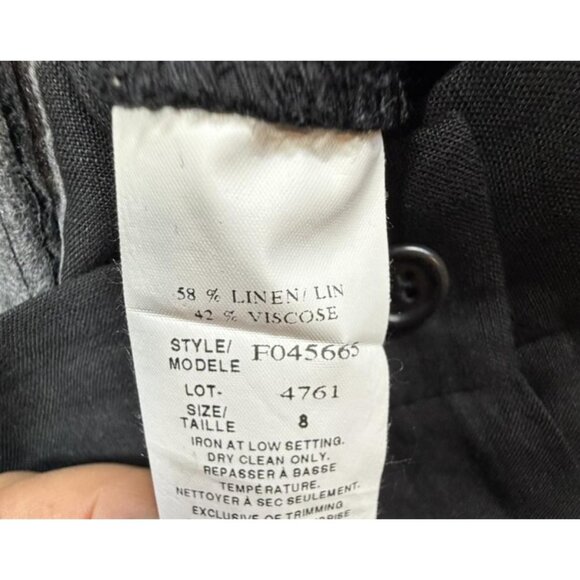 Josef Pants Womens 8 Black Linen Viscose Wide Leg Cuffed Hem Dress Trousers - Picture 6 of 11